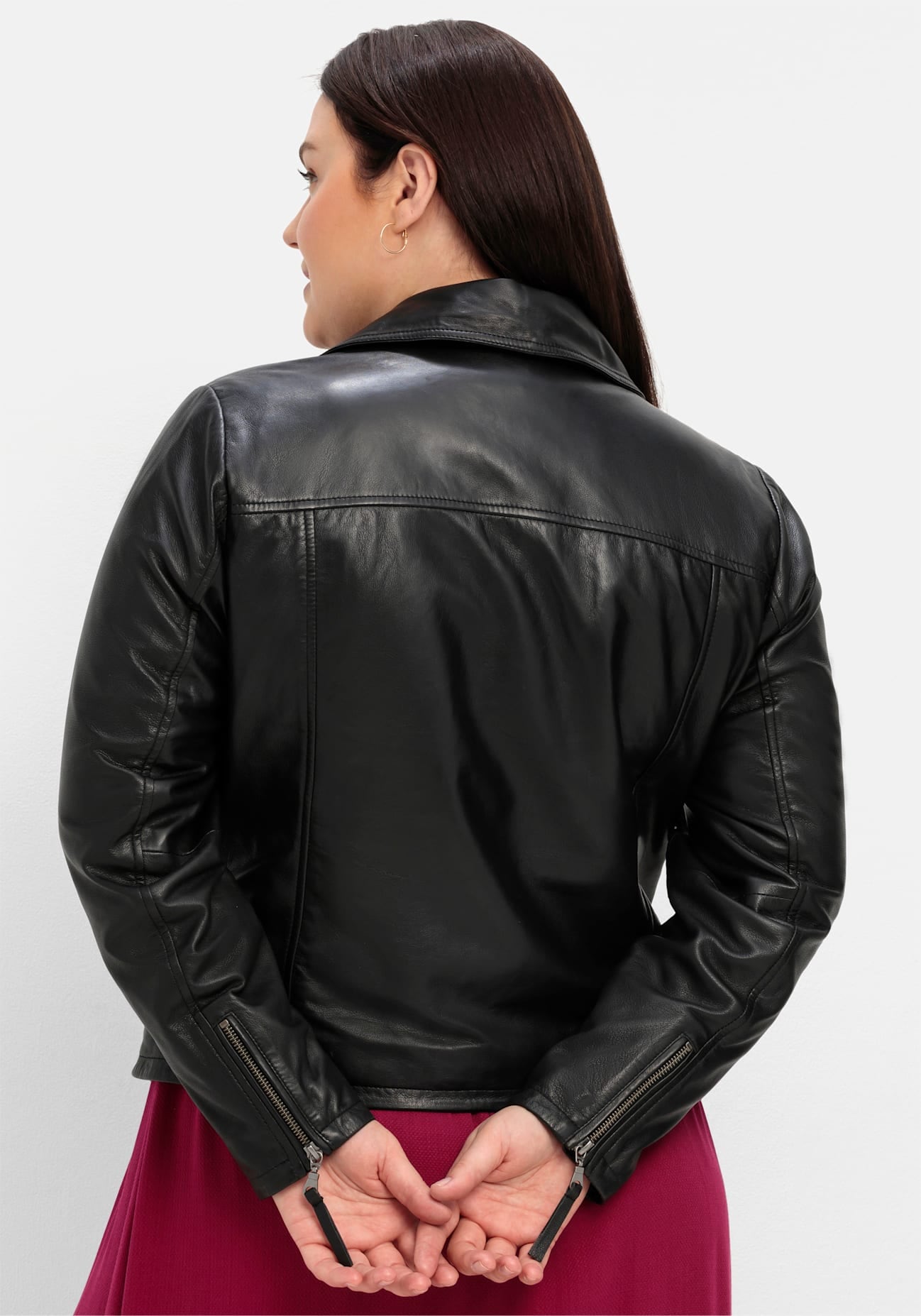 Sheego Lederjacke ohne Kapuze