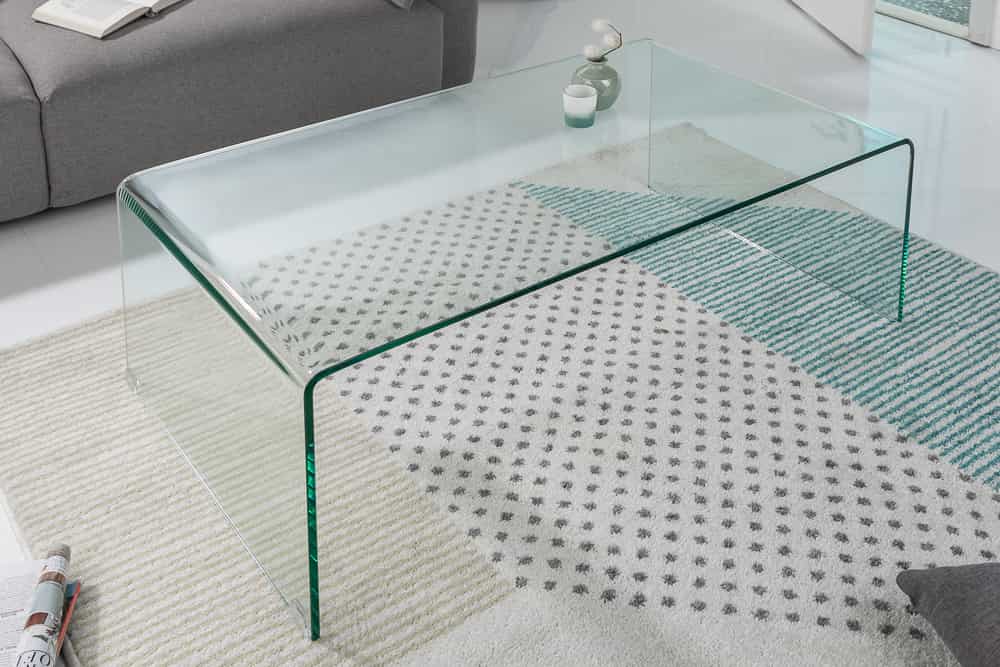 Extravaganter Glas Couchtisch FANTOME 110cm transparent