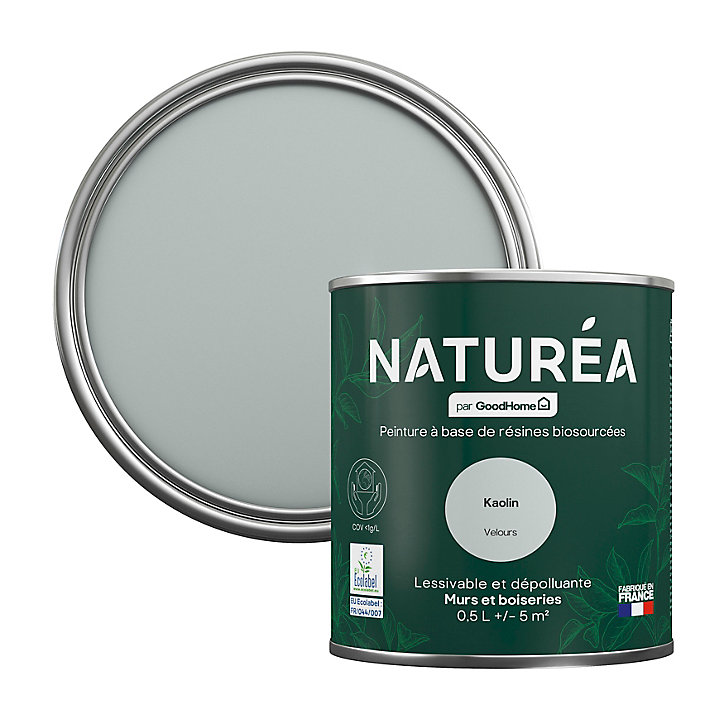 Peinture murs et boiseries Naturéa par GoodHome kaolin velours 0.5L