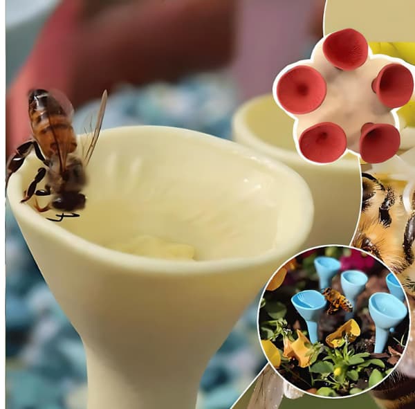 INF Resin Flower Bee drikkefontene (sett med 2)