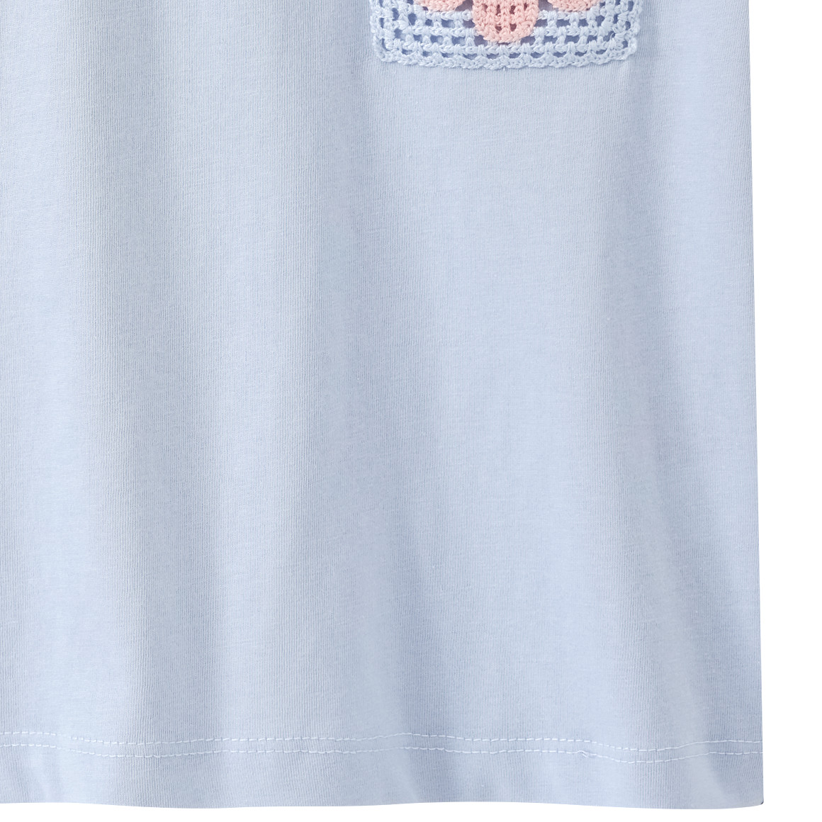 Topolino Mädchen T-Shirt mit gehäkelter  Brusttasche hellblau