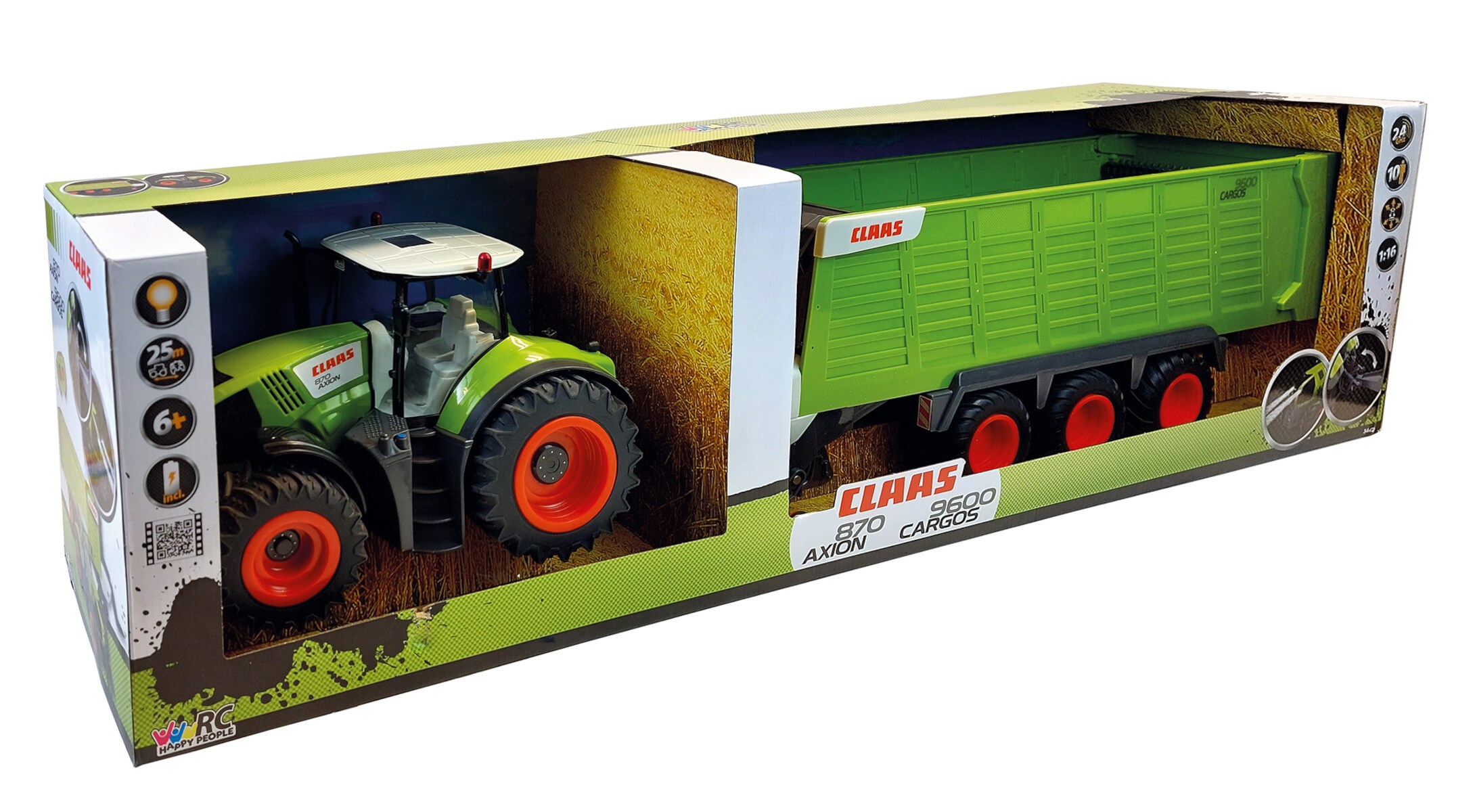Claas ferngesteuerter Traktor Axion 870 + Anhänger Cargos 9600 (Maßstab 1:16) Trecker Trekker