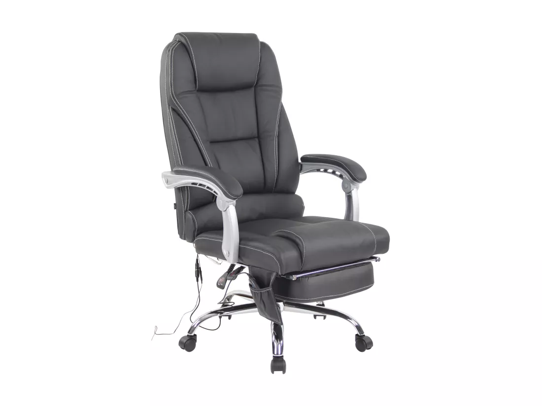 Chaise de bureau - Véritable cuir - Noir - Pacific