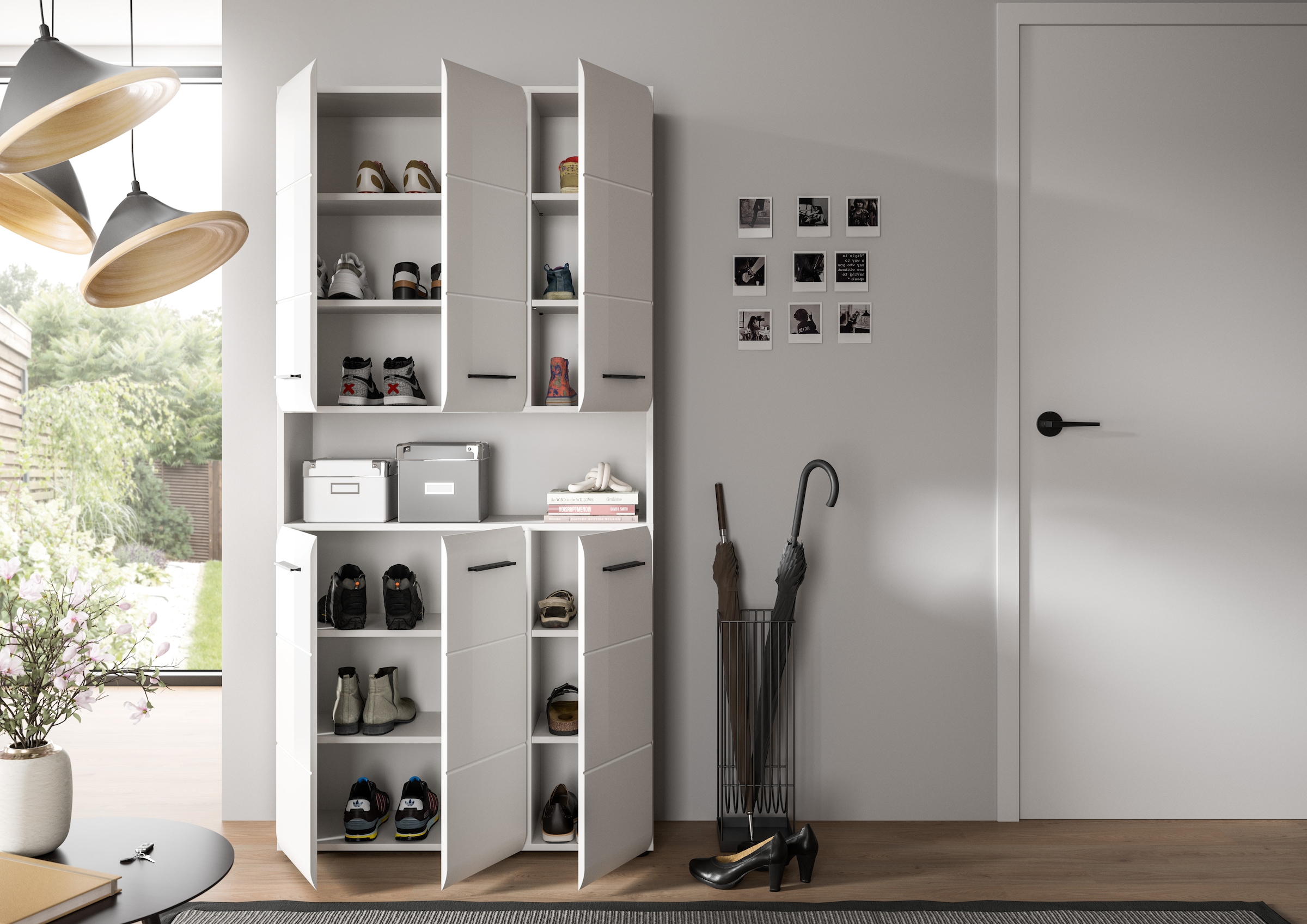 INOSIGN Stauraumschrank 1 Stk. tlg. Florenz, Mehrzweckschrank, Weiss Hochglanz Tiefzieh, 13 Fächer