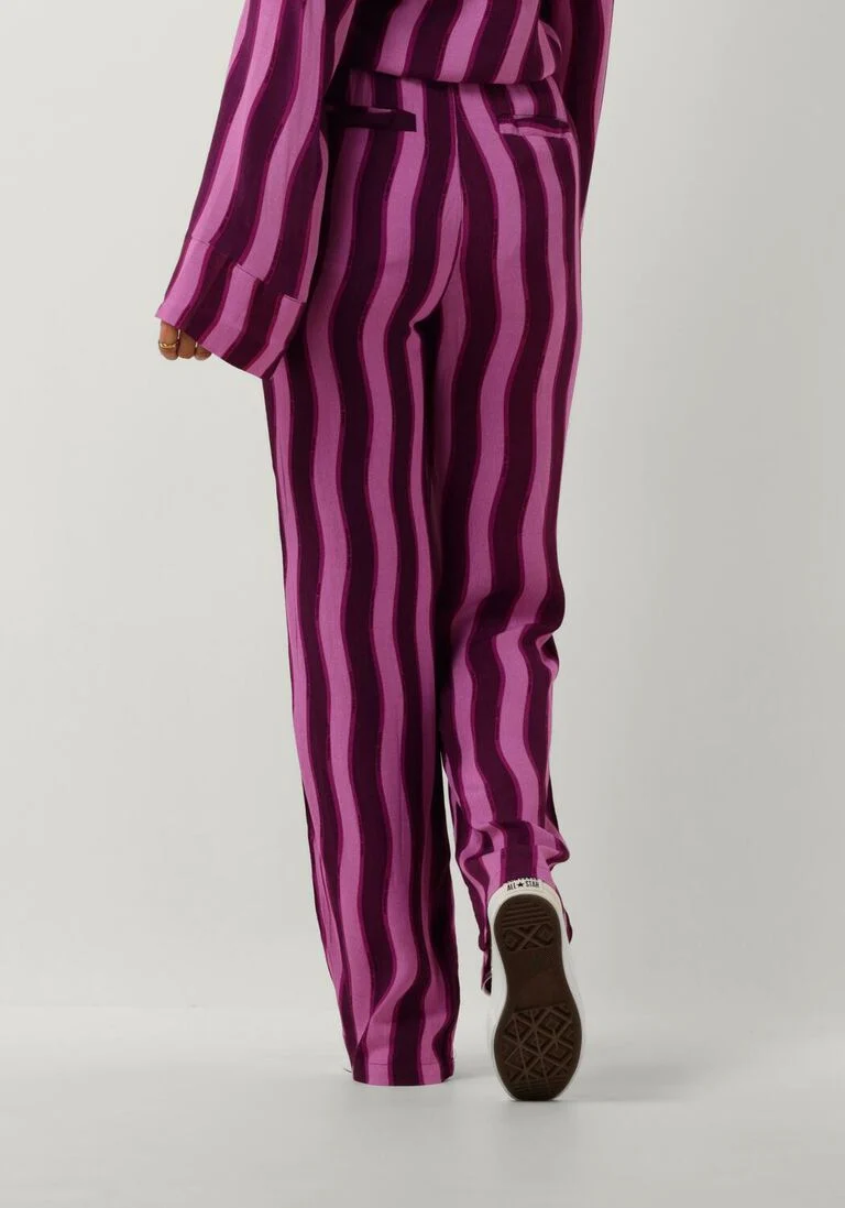 COLOURFUL REBEL paarse colourful rebel wijde broek melody stripes straight pants