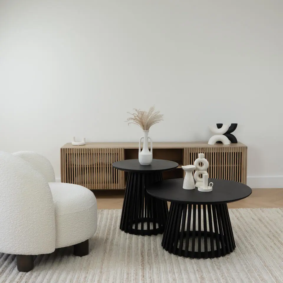 Lewis & Loft Salontafel Levi - FSC Mangohout - Zwart - Set van 2