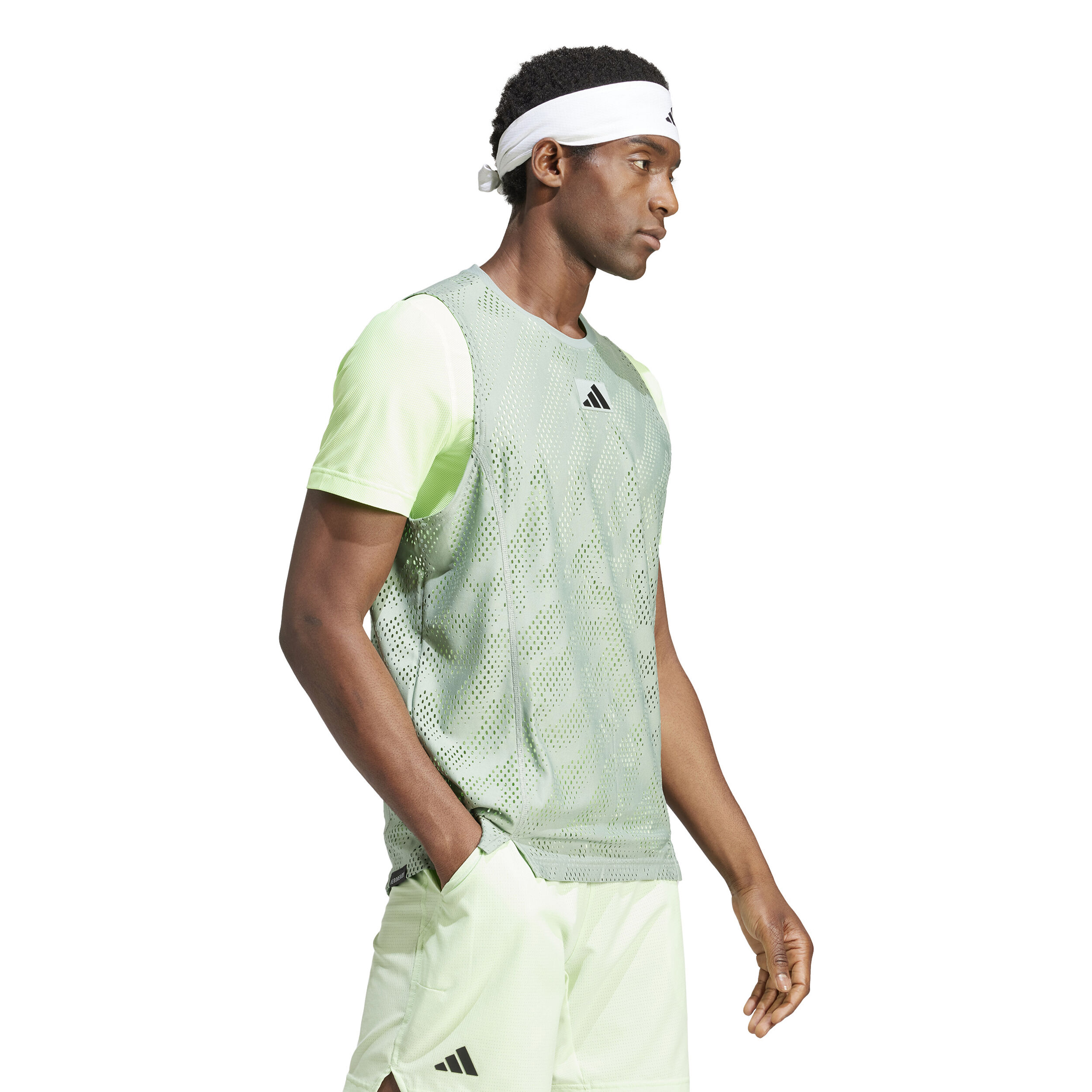 adidas Mesh Pro T-shirt Hommes - Vert Clair , Jaune Lemon