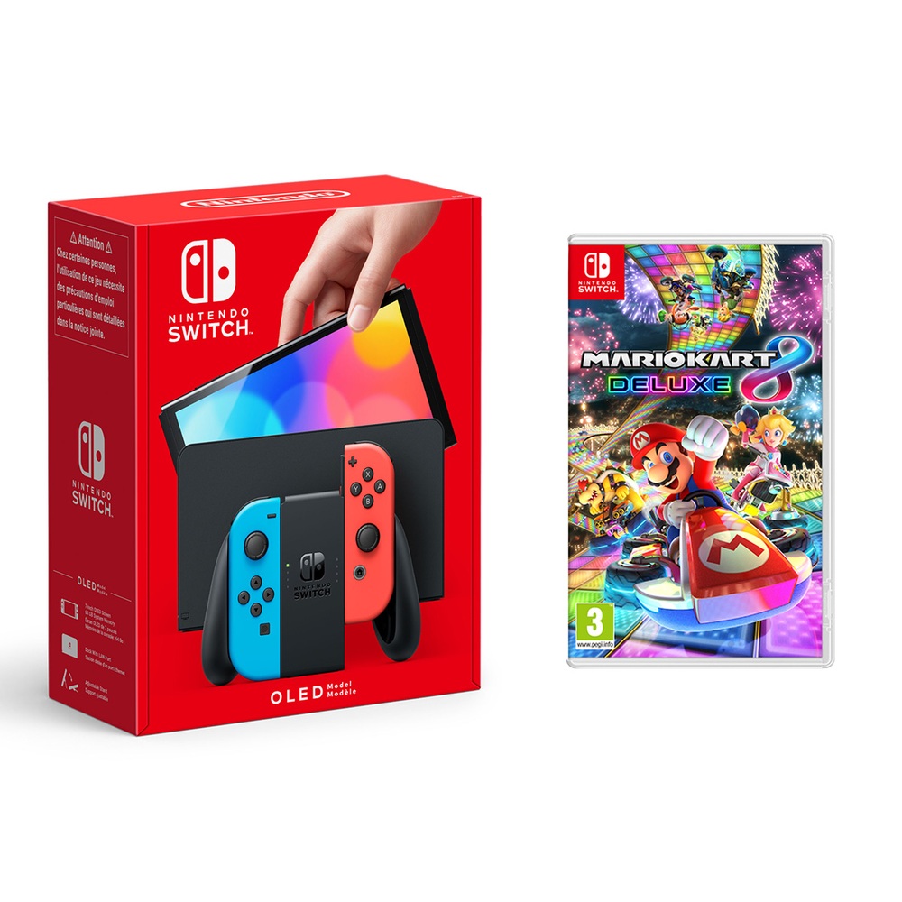 Nintendo Switch OLED Neon & Ausgewähltes Spiele-Bundle