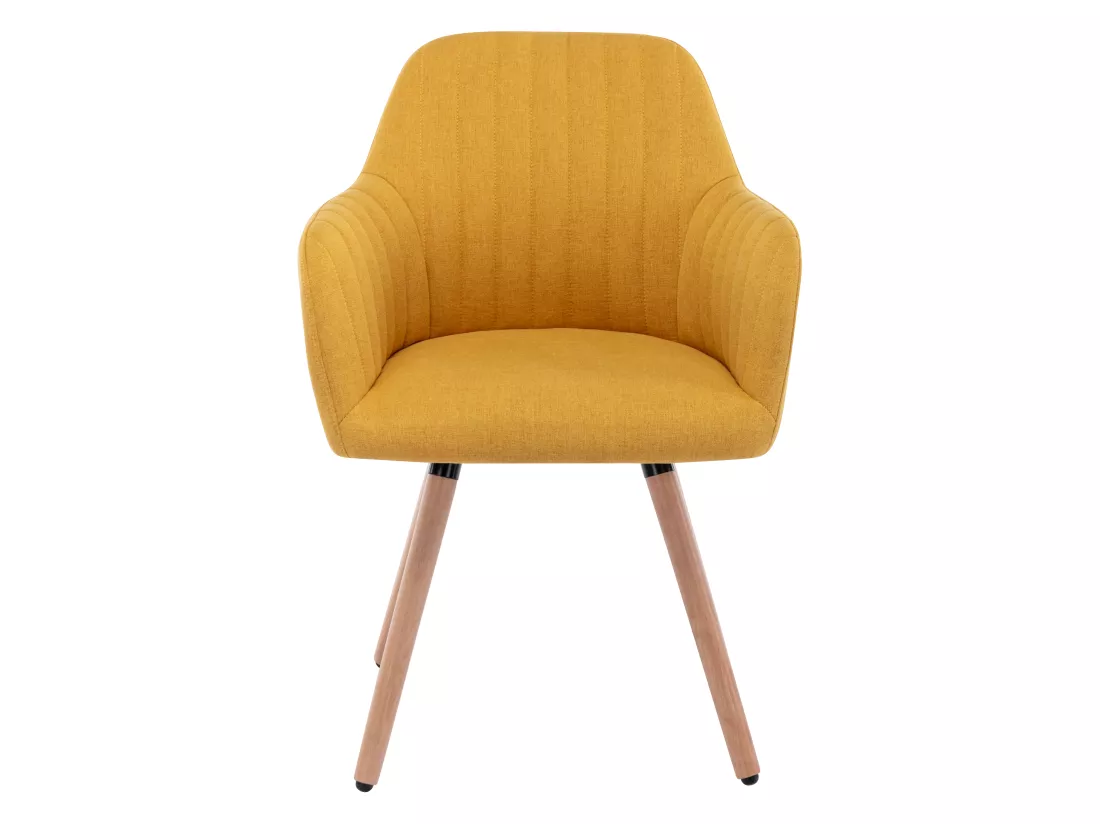 Chaise avec accoudoirs - Tissu et métal effet bois - Jaune - ELEANA