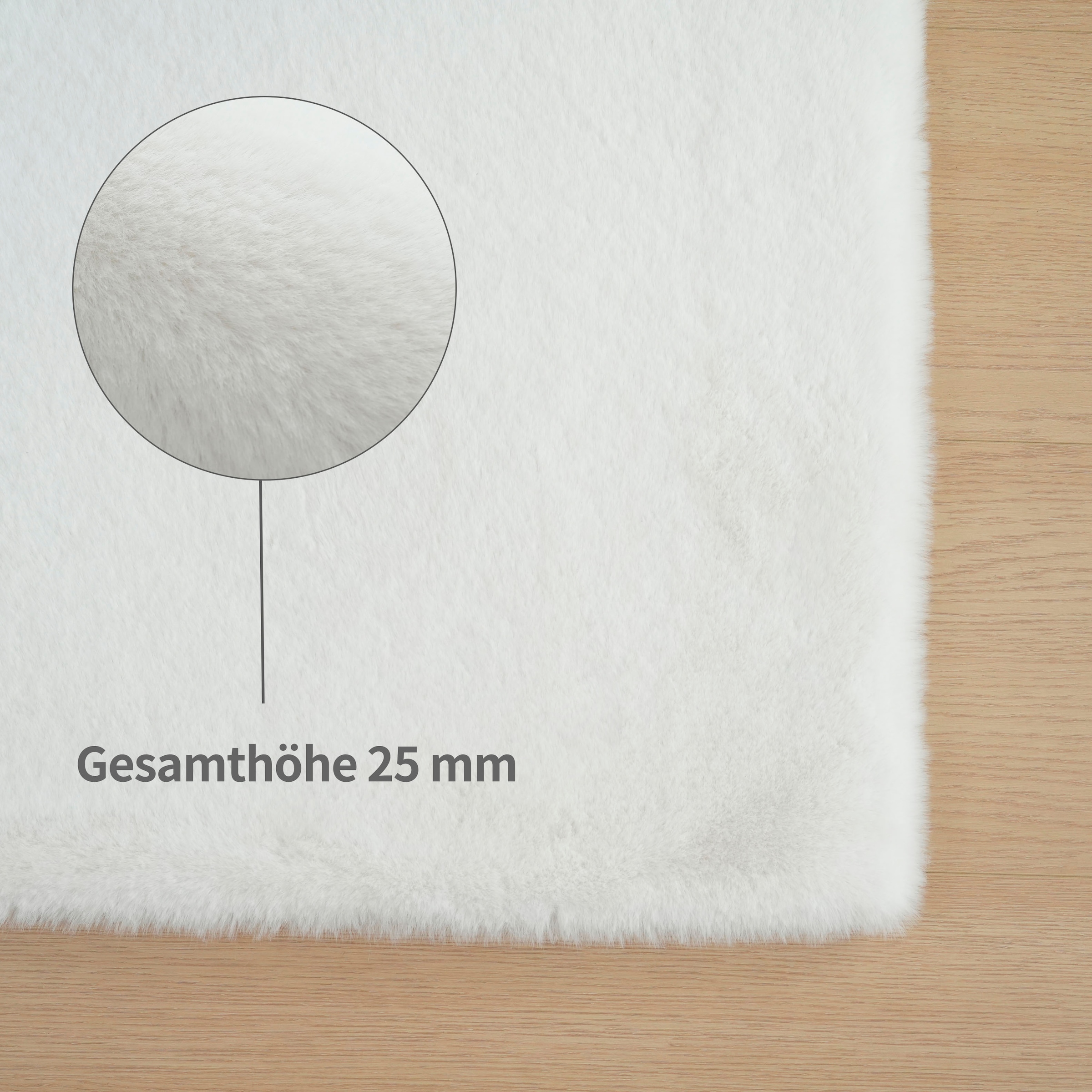 Bruno Banani Fellteppich »Rabbit 2, Kunstfell Teppich, Modern« rechteckig 25 mm Höhe Kaninchenfell-Haptik, sehr weich, Wohnzimmer, Schlafzimmer, Esszimmer