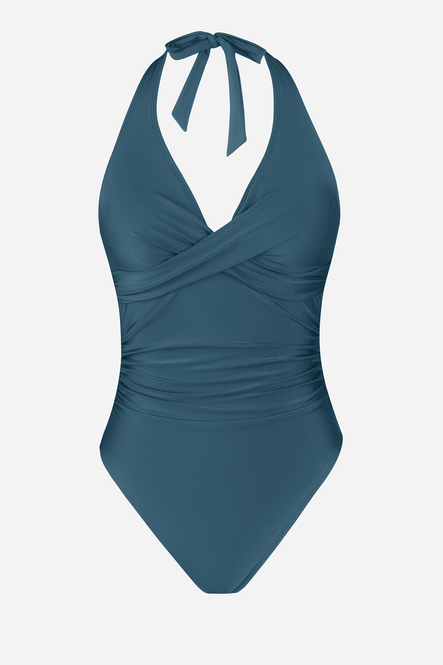 Maillot de bain une pièce ruché et torsadé sur le devant à col licou
