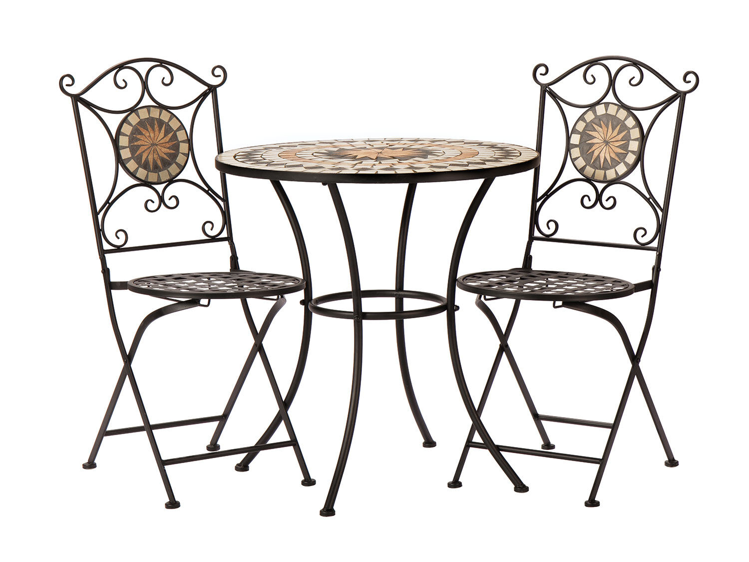 Bistro-Set Mosaik 3-teilig schwarz