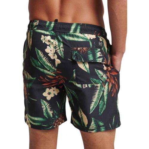 Superdry - VINTAGE HAWAIIAN SWIMSHORT Negro