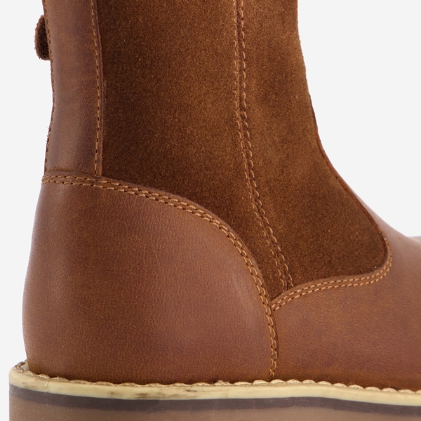 Groot leren jongens Chelsea boots cognac/bruin
