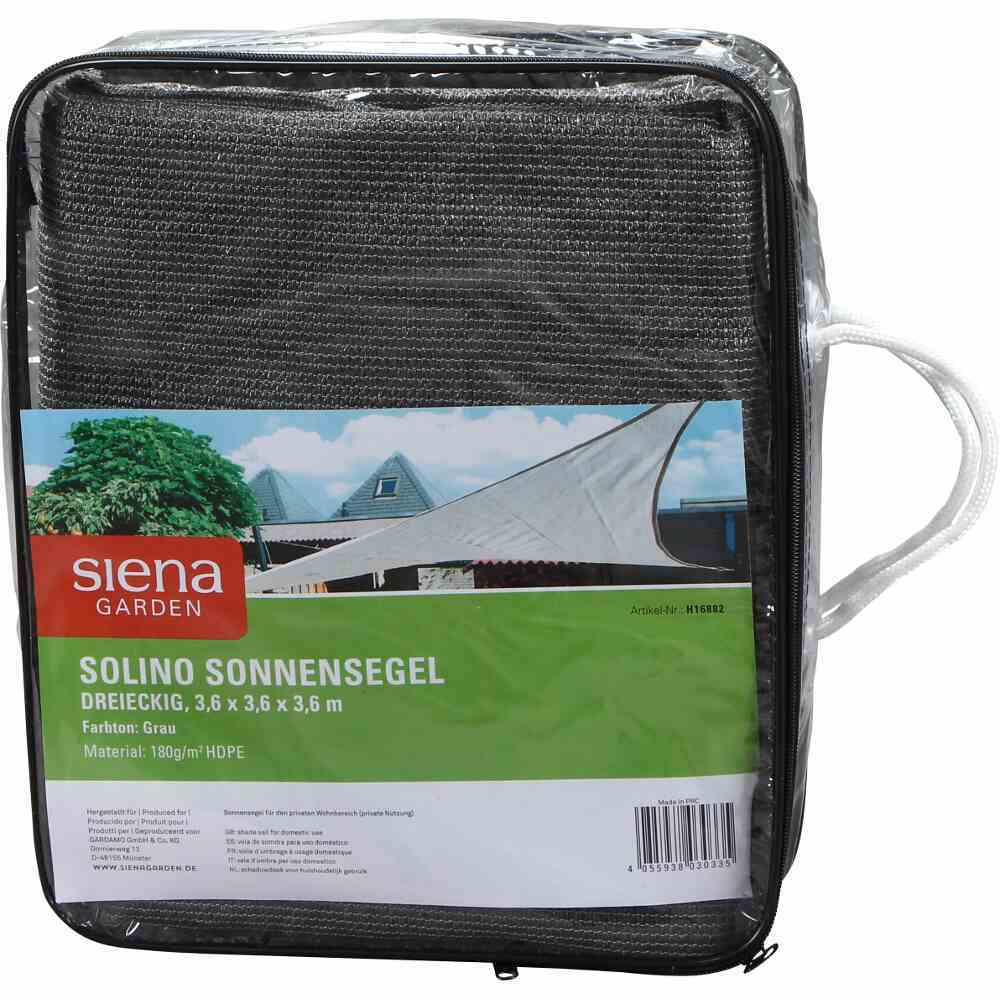 Sonnensegel SOLINO - grau - 3-eckig - 360 cm