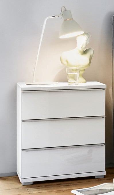 STAUD Nachtkonsole 51 x 62 cm Alpinweiß/ Glas weiß