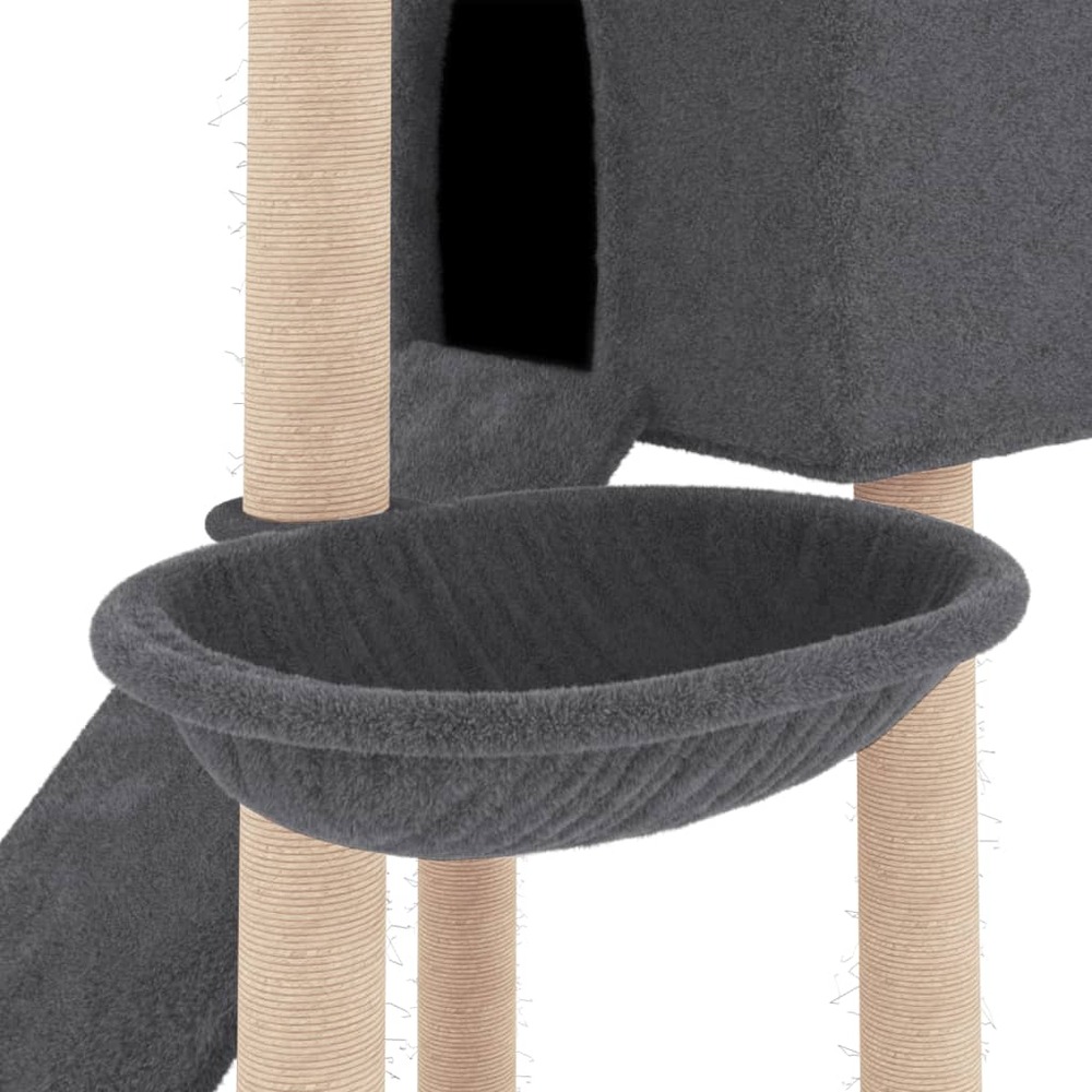 Arbre à chat avec griffoirs en sisal gris foncé 153 cm