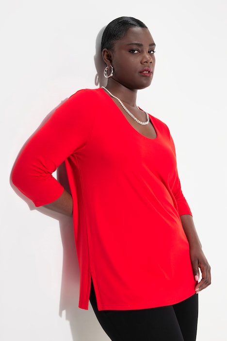 Shirt, tiefer Rundhalsausschnitt, 3/4 Arm