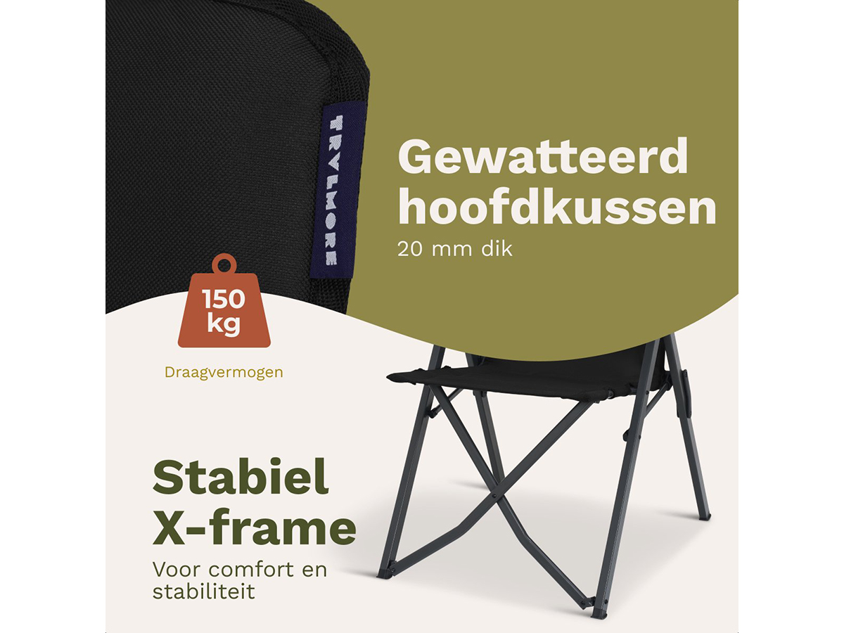 TRVLMORE Luxe Soft Black vouwstoel - Set van 2