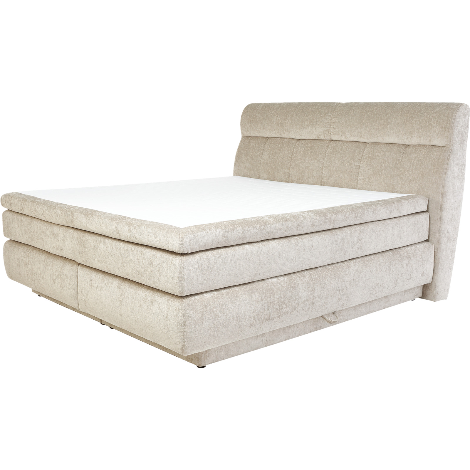 Boxspringbett Queen Max Stoff Chenille 180 x 200 cm, mit Bettkasten beige
