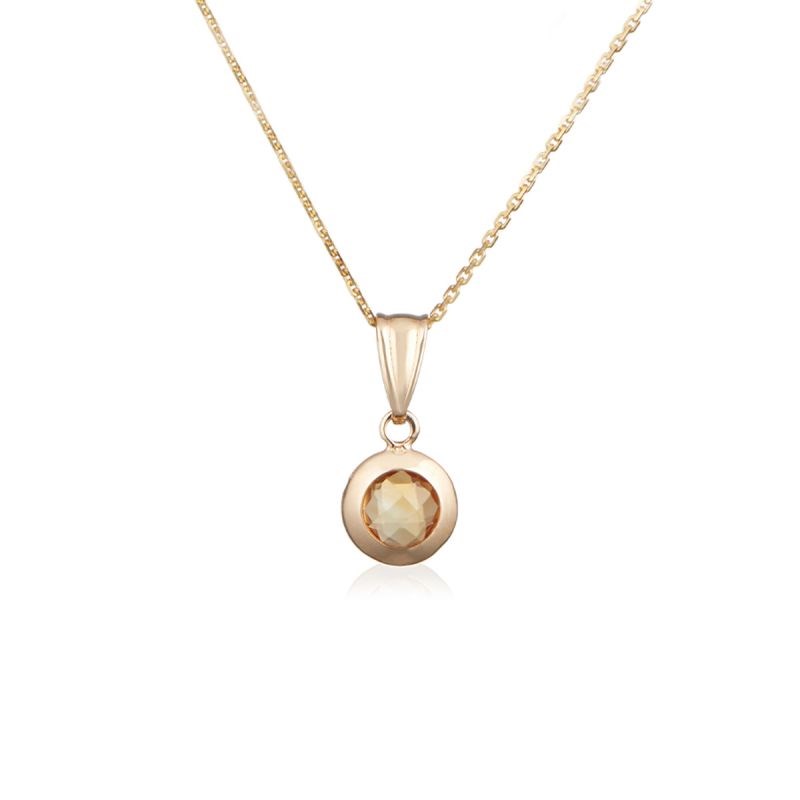 Pendentif médaille Or jaune et Citrine