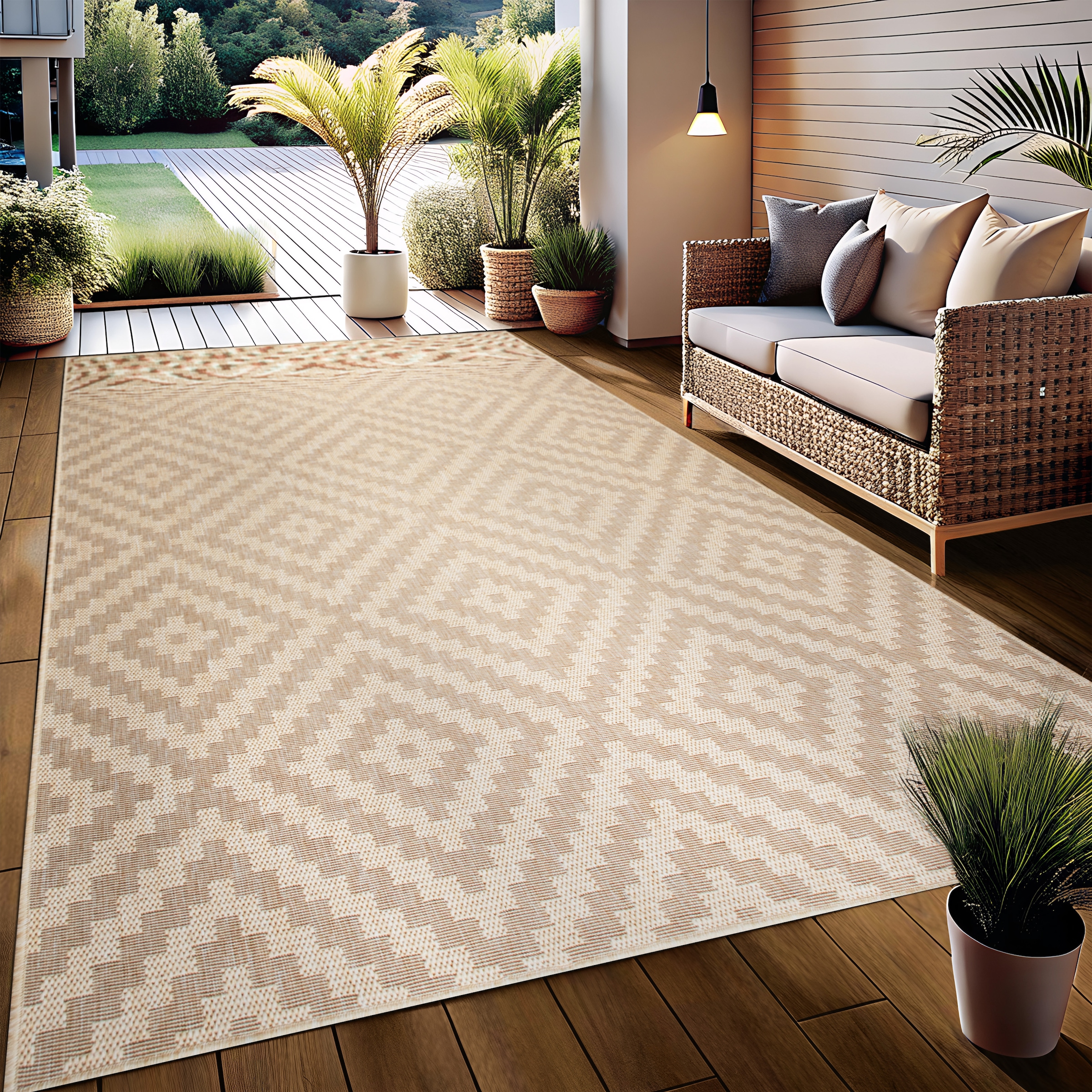 my home Teppich »Cordoba auch als Läufer erhältlich« rechteckig 3 mm Höhe In- und Outdoor geeignet, Sisal-Optik, Wetterfest & UV-beständig, Boho