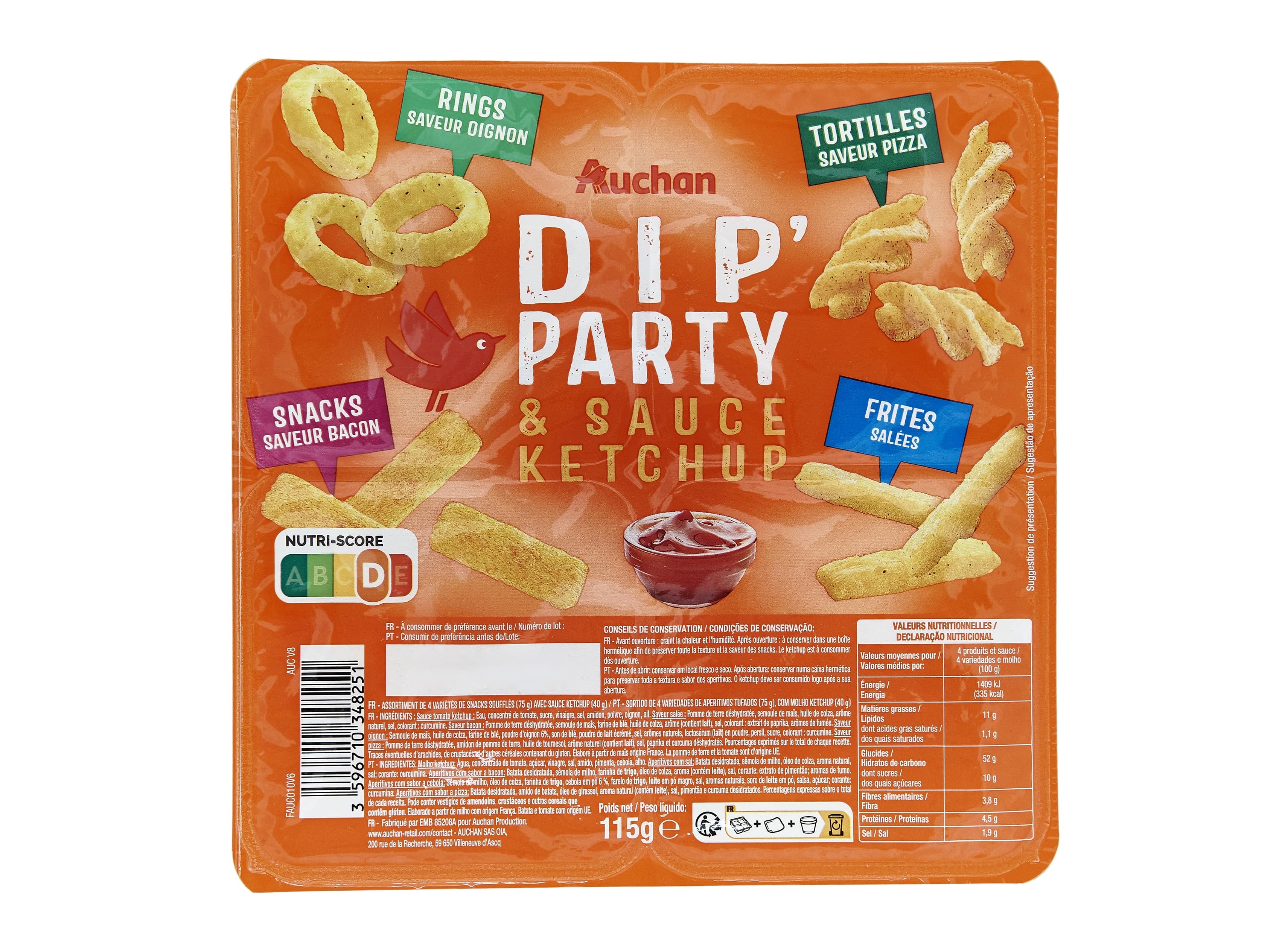 APERITIVOS AUCHAN DIP PARTY & MOLHO KETCHUP 115G