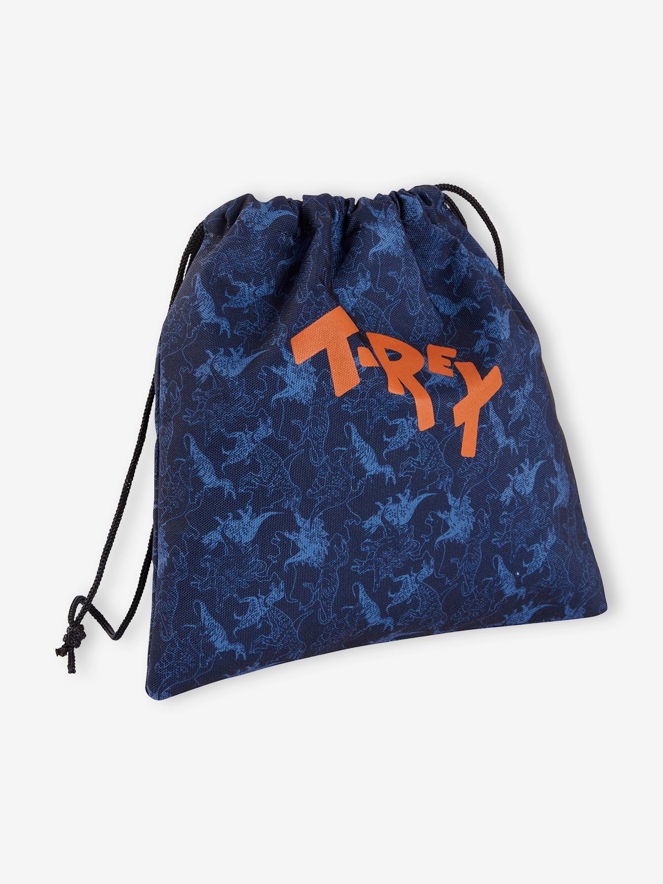 Lancheira T-Rex com estampa de dinossauros, azul-escura, para meninos