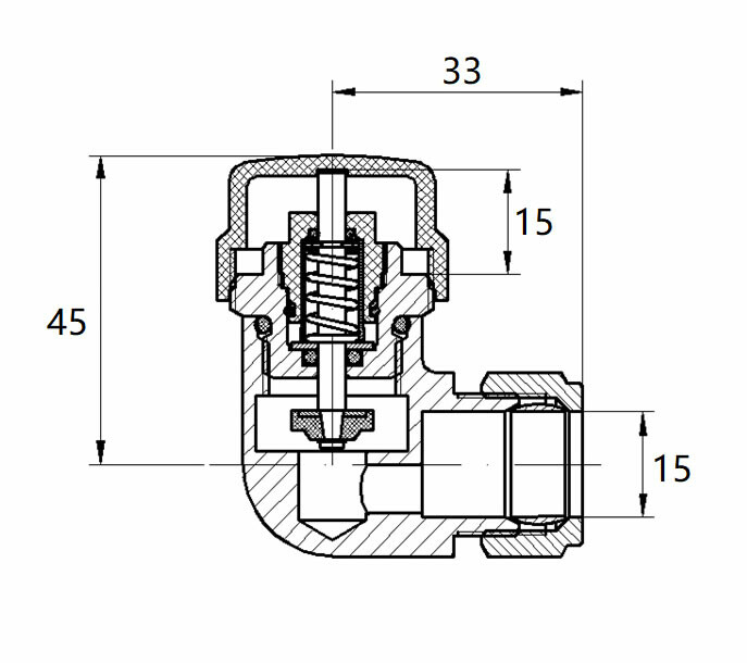 Mueller thermostatische radiator aansluitset haaks verkeerd links mat zwart