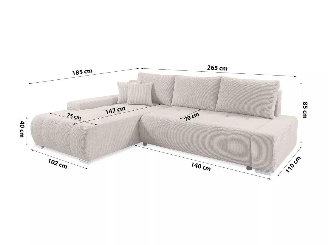 CANAPÉ D'ANGLE avec coffre de rangement Tragel L, beige