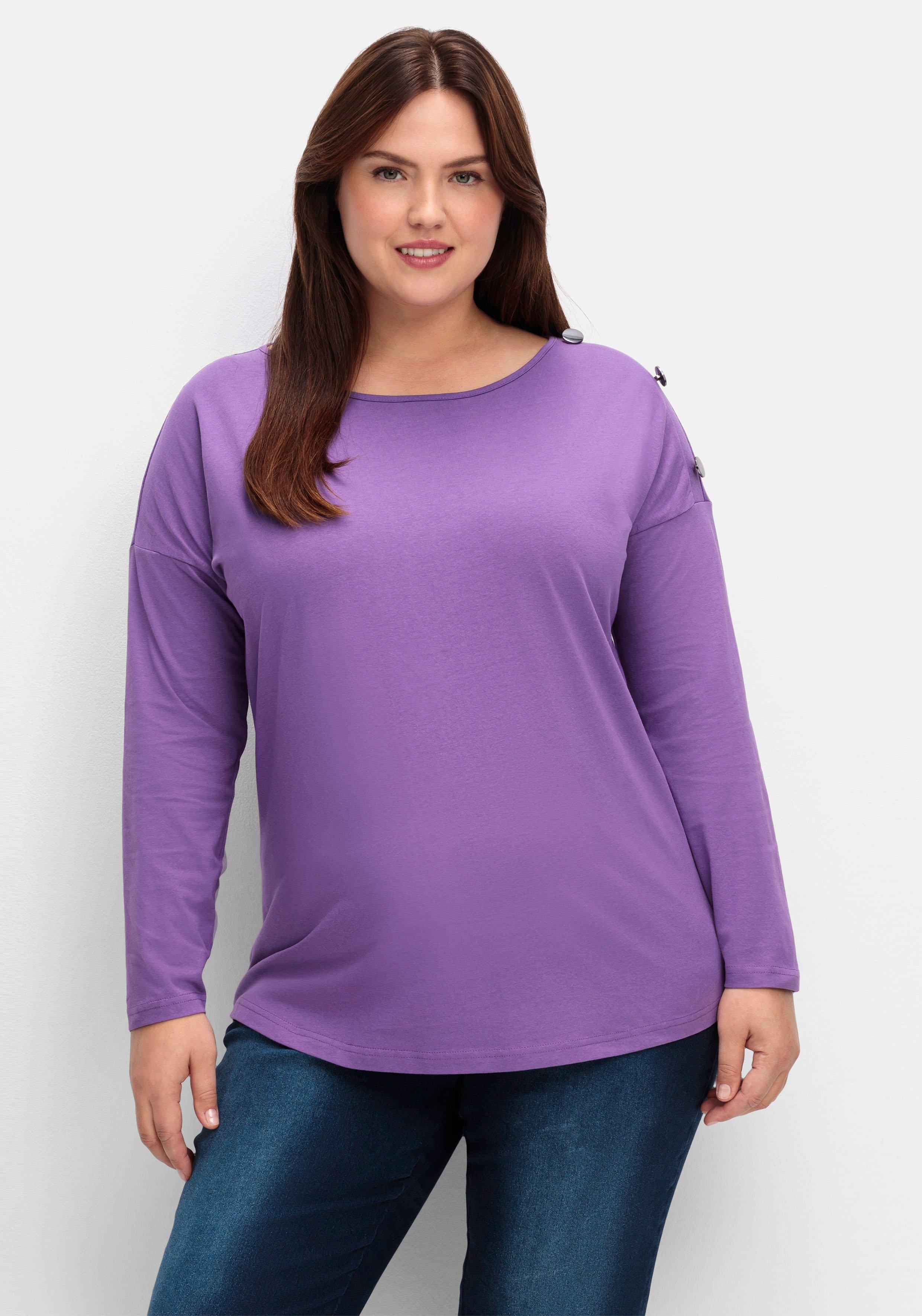 Langarmshirt mit Schmuckknöpfen auf der Schulter