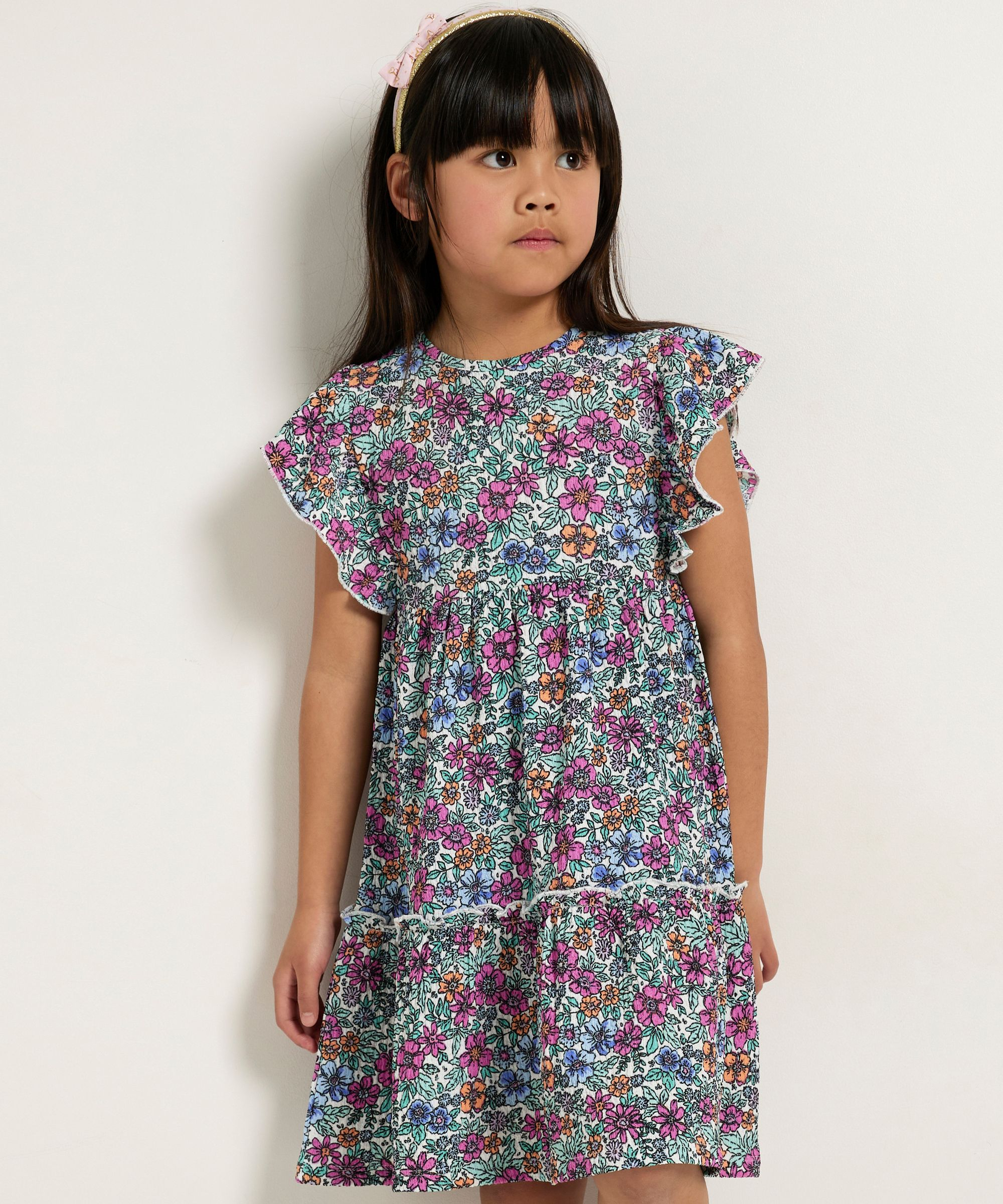ruche jurk met bloemenprint