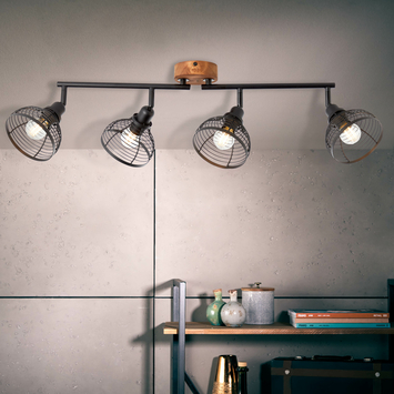 Brilliant opbouwspot Avia 4x E14 zwart/hout