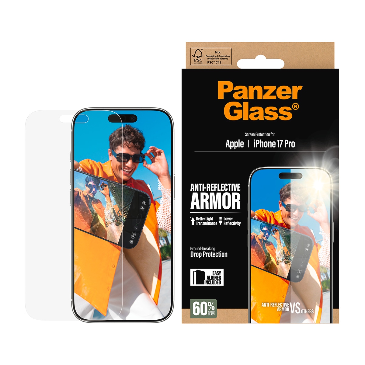 CARE by PanzerGlass Displayschutzglas »Anti-Reflective Armor Screen Protector« für Apple iPhone 17 Pro Displayschutzfolie, Schutzfolie, Bildschirmschutz, kratz- & stossfest