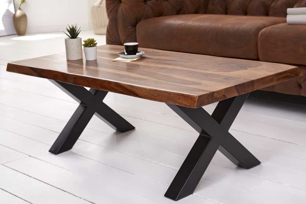 Design Couchtisch AMAZONAS 110cm braun Sheesham Massivholz Baumkante