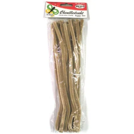 Meyco Chenilledraht, beige, 8mm, 50cm, 10 Stück