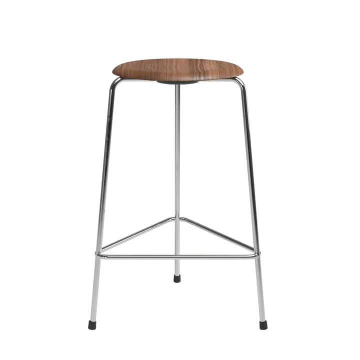 Fritz Hansen - High Dot Barhocker H 65 cm, Furnier walnuss / Untergestell Chrom