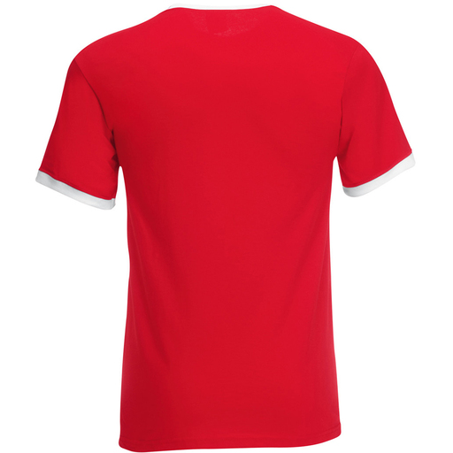 Camiseta de manga curta Fruit of the Loom com detalhes em cores diferentes.