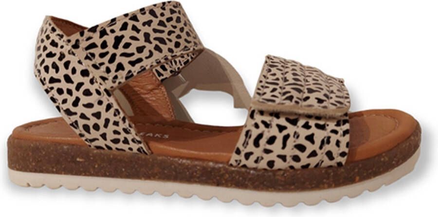 Jochie & Freaks Sandaal Daisy JF-23724 Leopard Zwart Zand Print