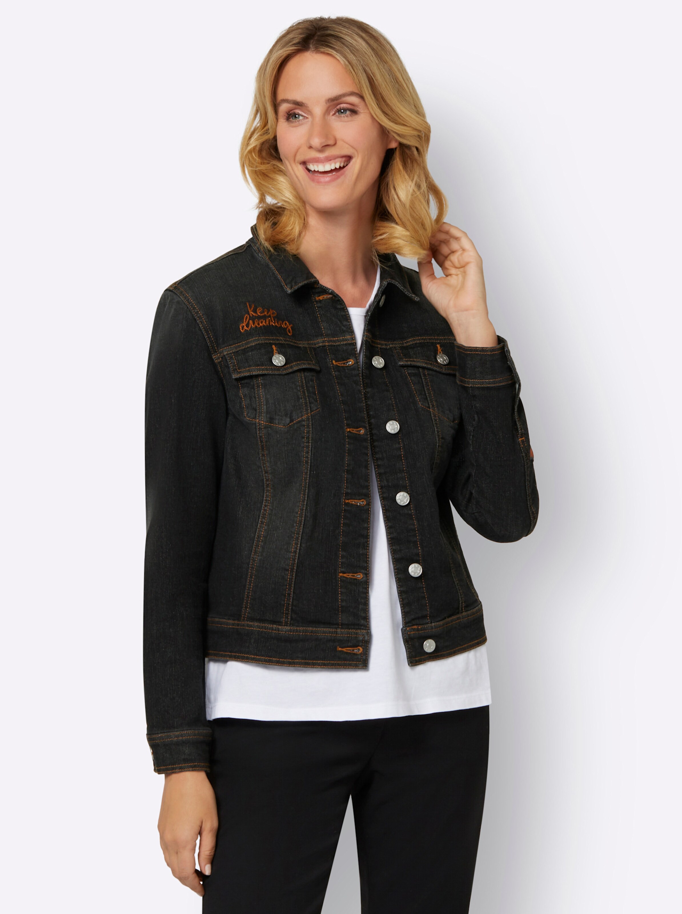 Jeans-Jacke in graphit denim