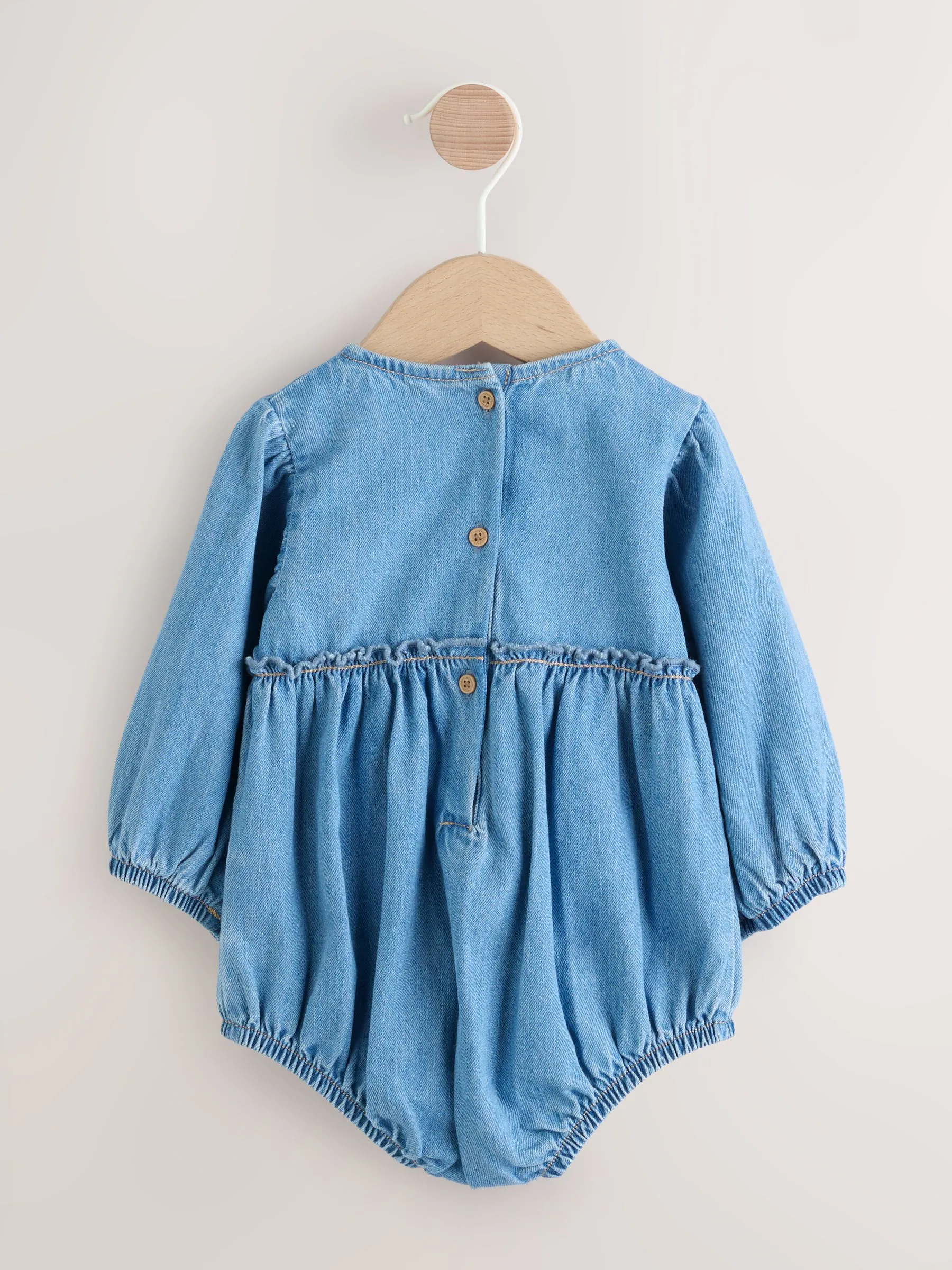 Denimblauw - Babyrompers met bloemenprint Set 2 -delig met maillot (0mnd -3jr)