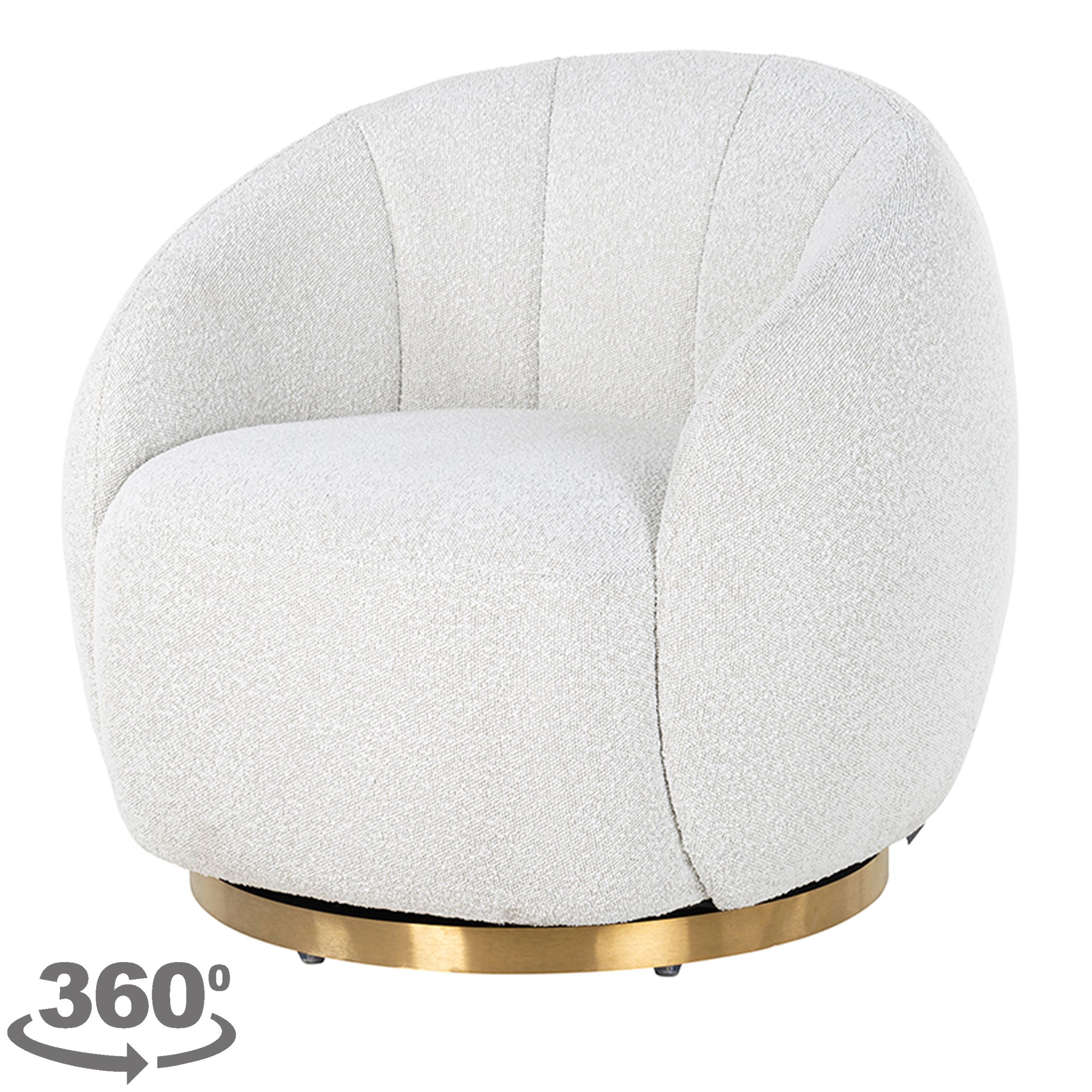 Draaifauteuil 210713 White Bouclé Jago B80 x D80 x H75 cm