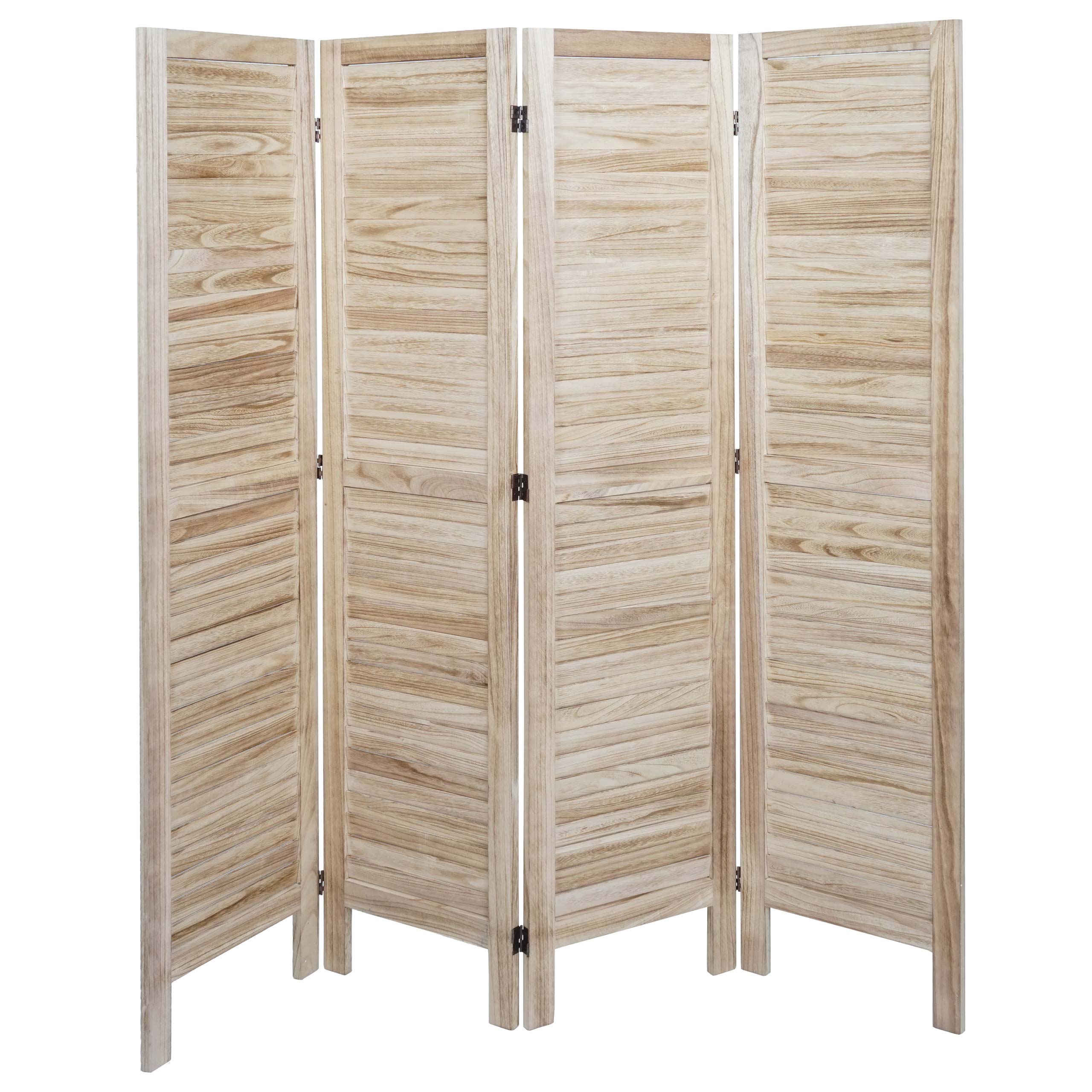 Paravent MCW-G30, Trennwand Sichtschutz Raumteiler, Shabby-Look 170x162cm ~ hellbraun