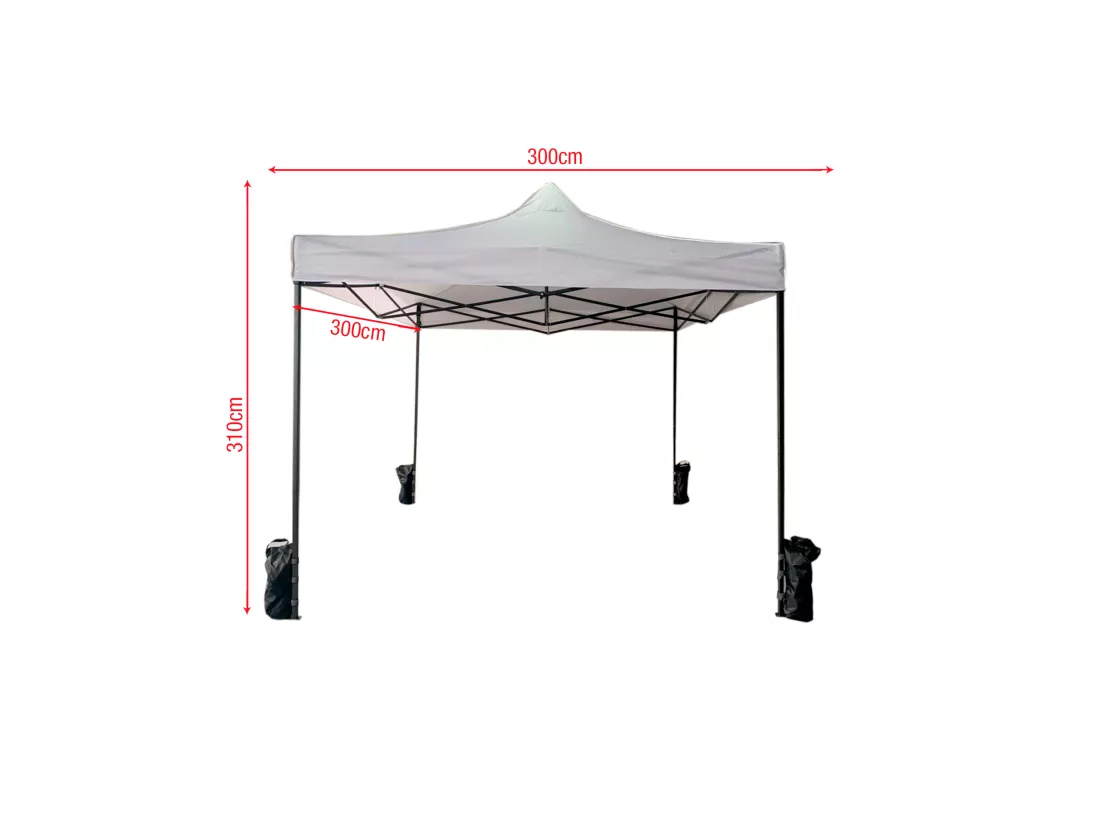 Gazebo Chapiteau Pliant Blanc 4 Poid Métal Polyester Jardin 3x3