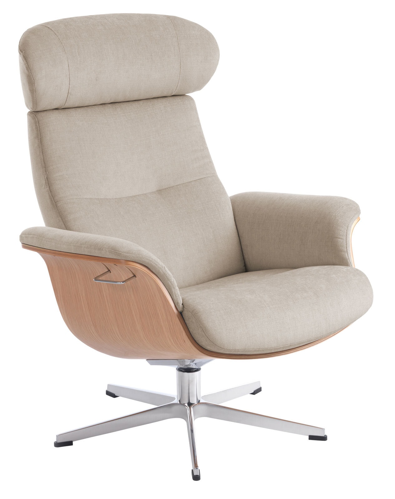 Relaxsessel TIMEOUT 2C Stoffbezug sandbeige Schale Eiche natur