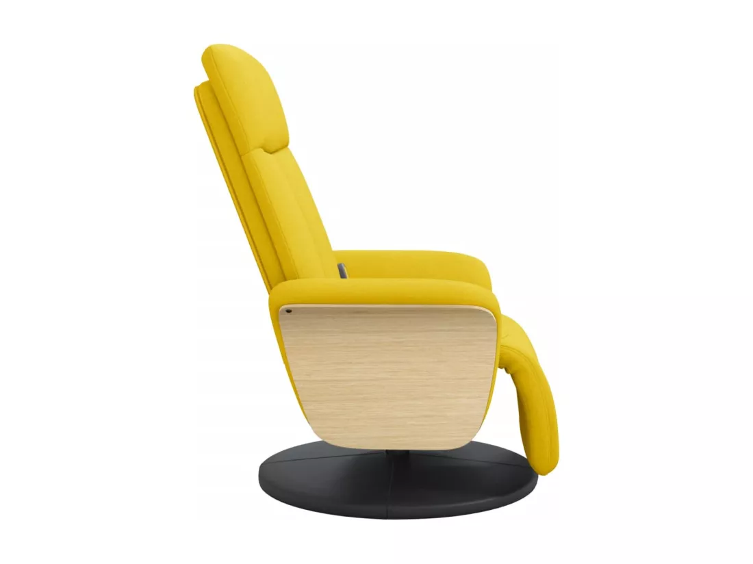Fauteuil inclinable massant repose-pieds jaune clair tissu