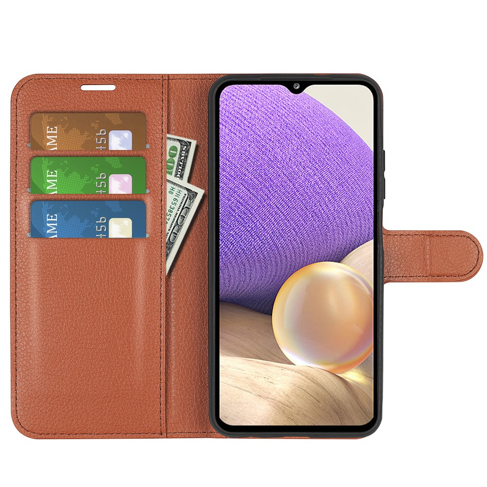 Samsung Galaxy A53 5G Leder Tasche Flip Cover Litchi Look - Braun