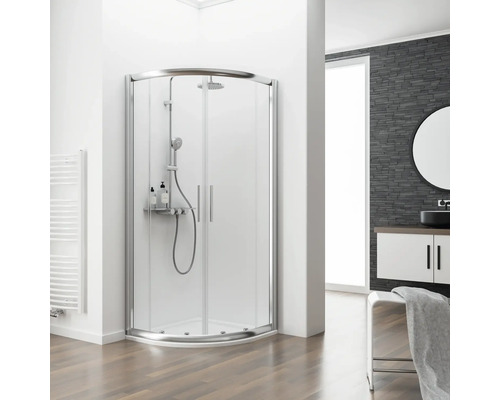 SCHULTE Kristall/Trend ExpressPlus R550 ronde douchecabine, 80x80 cm, helder glas, chroom profiel, inclusief douchebak