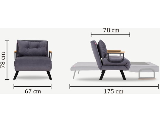 CONCEPT1 - Fauteuil convertible Sando Single moutarde 67 x 78 x h78