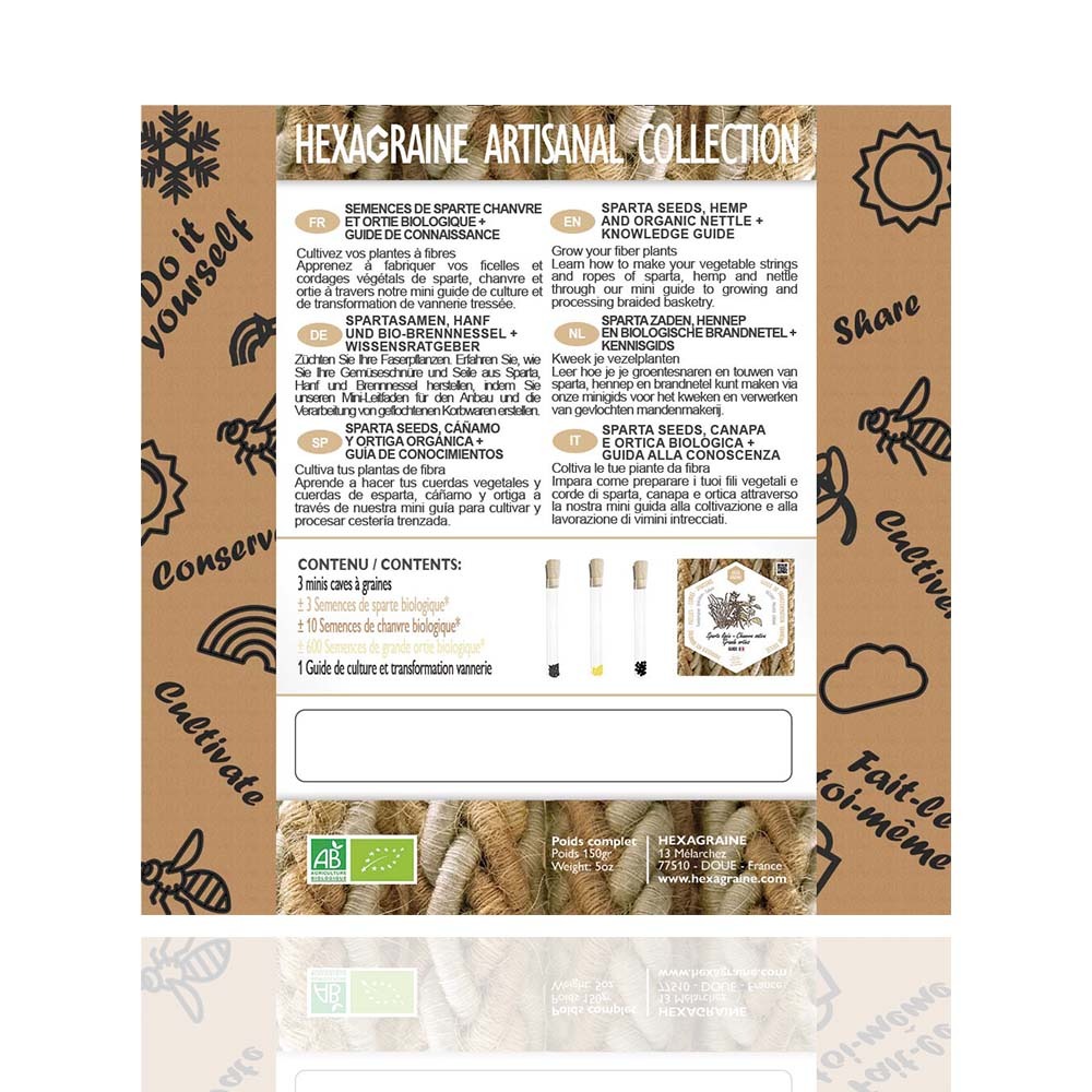 Coffret de semences textile vannerie tressée